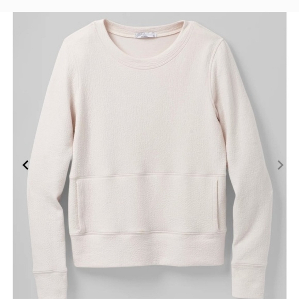 Prana Sunrise Crewneck Sweatshirt Size M Cream